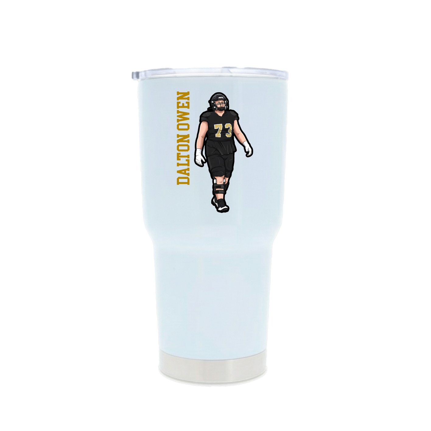 30oz Stainless Steel Tumbler — Name Vertical in White