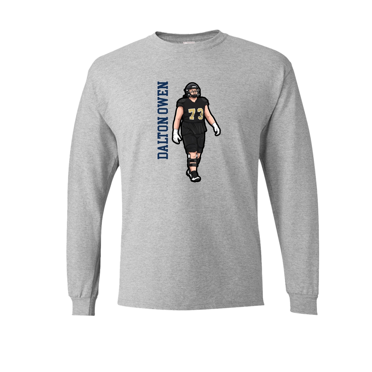 Long Sleeve Tee — Name Vertical in Grey