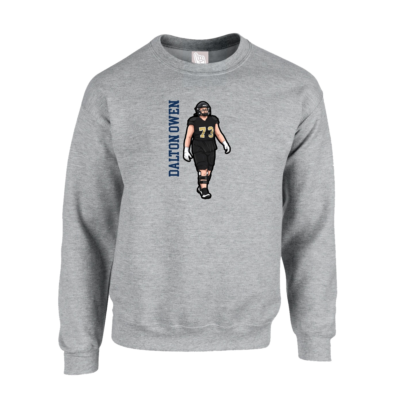 Fleece Crew — Name Vertical in Grey