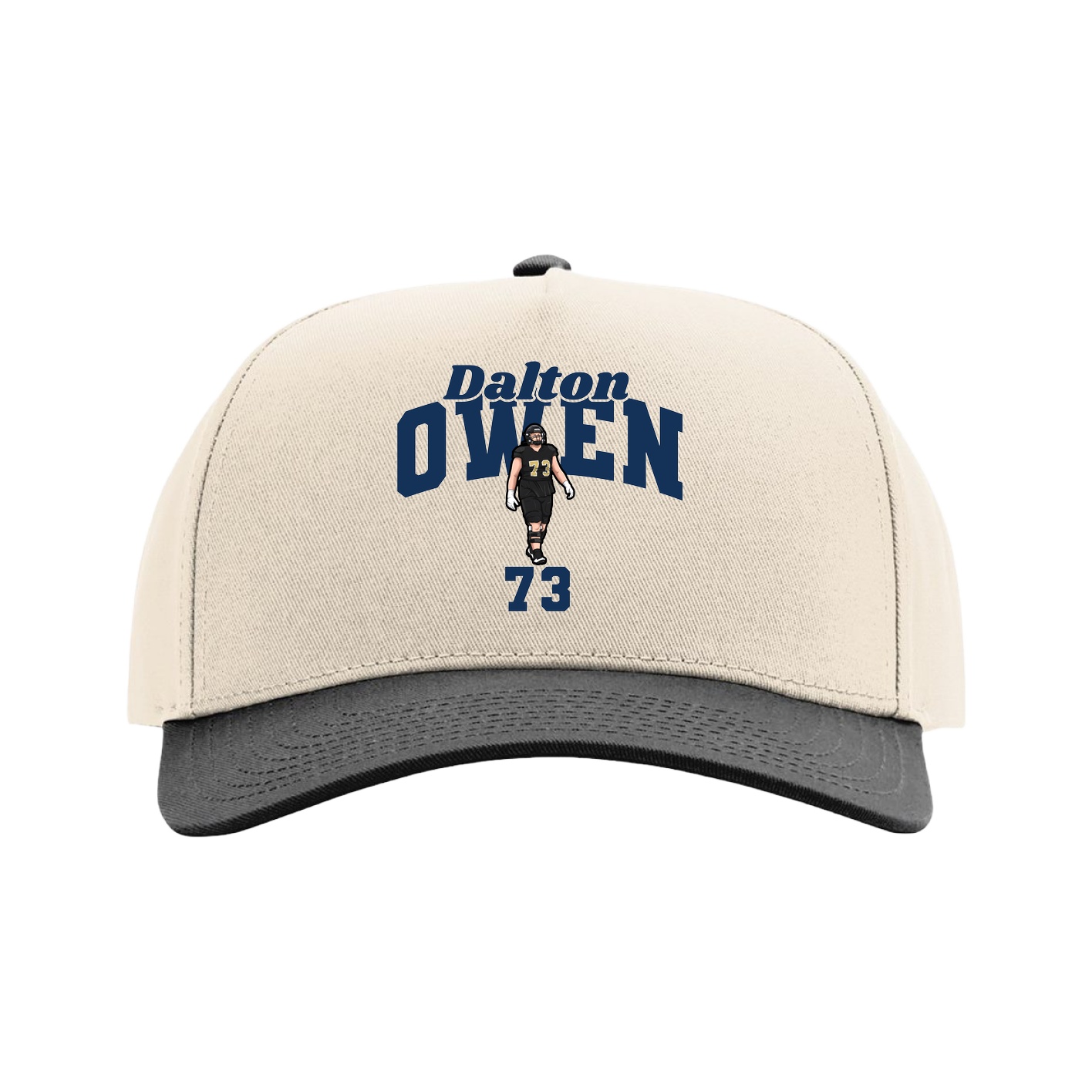 Full Fabric Five-Panel Champ Cap — Signature Arch in Cream/Black