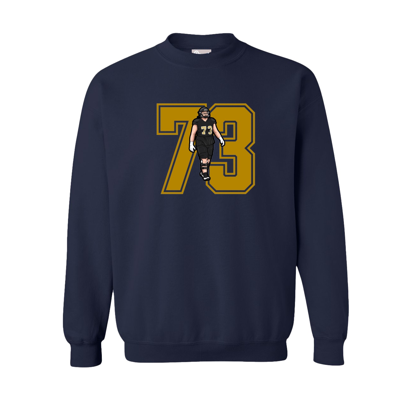 Fleece Crew — Number in Navy