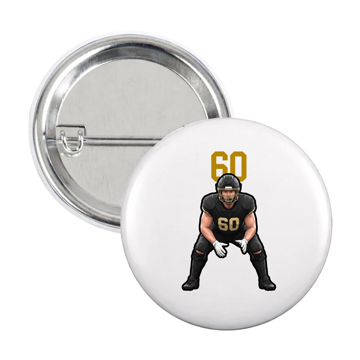 Game Day Button — Number Top in White