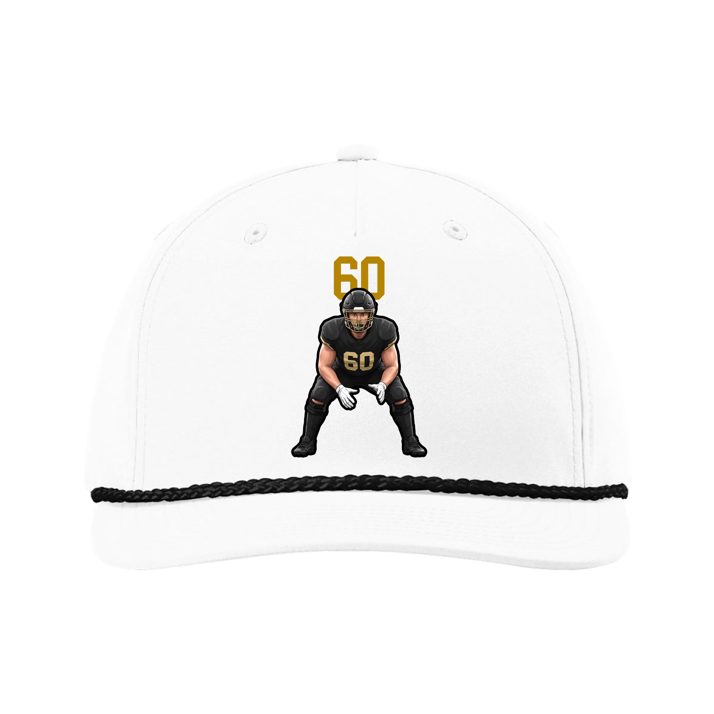 Five-Panel Classic Rope Cap — Number Top in White