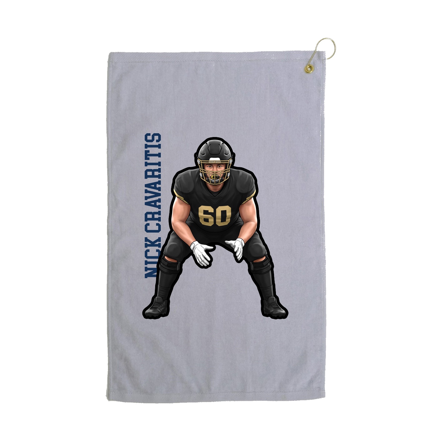 Golf Towel — Name Vertical in Grey