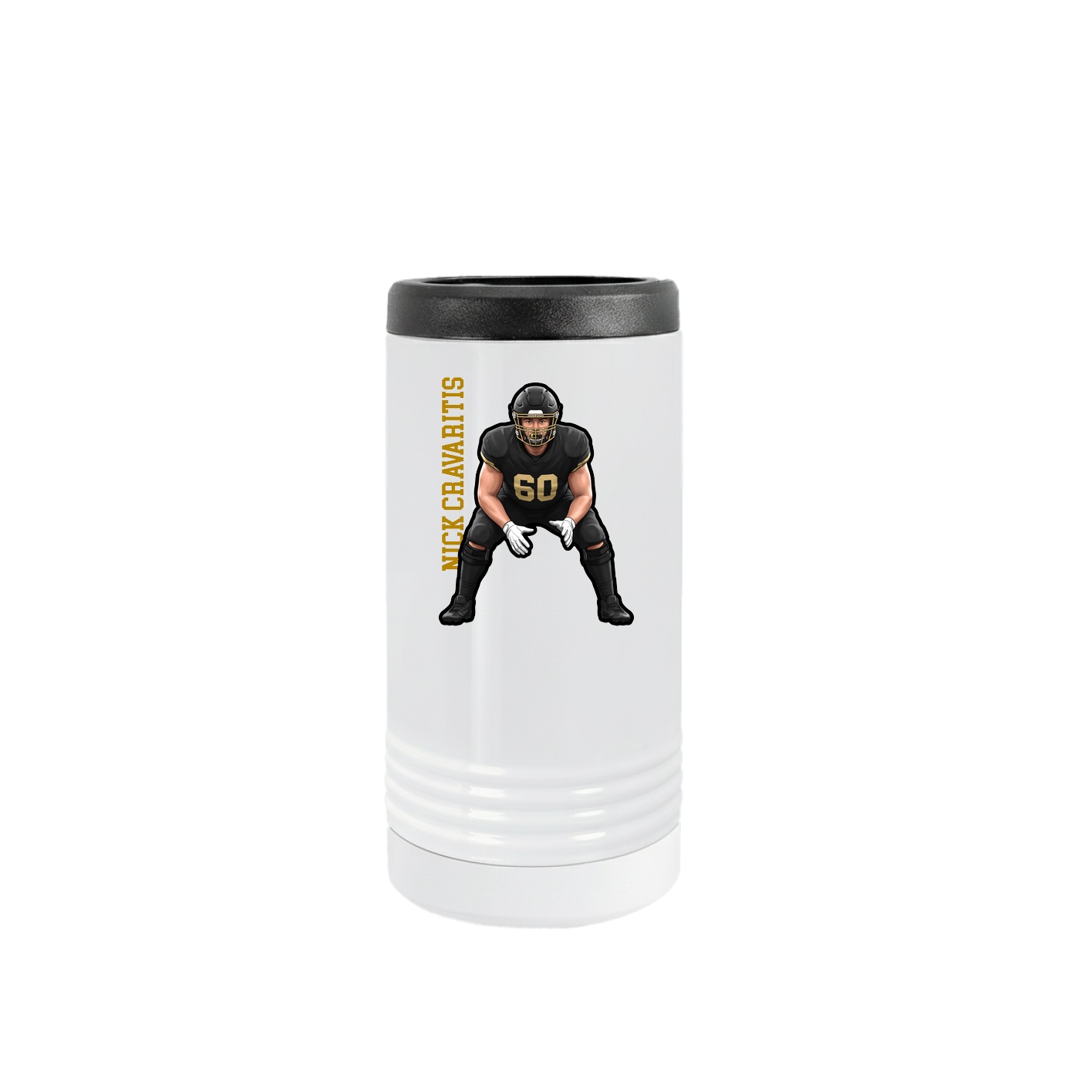 Slim Beverage Holder — Name Vertical in White