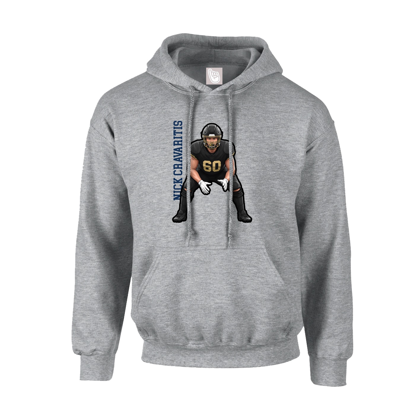 Youth Hoodie — Name Vertical in Grey