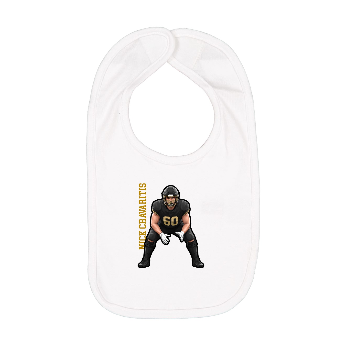 Infant Bib — Name Vertical in White