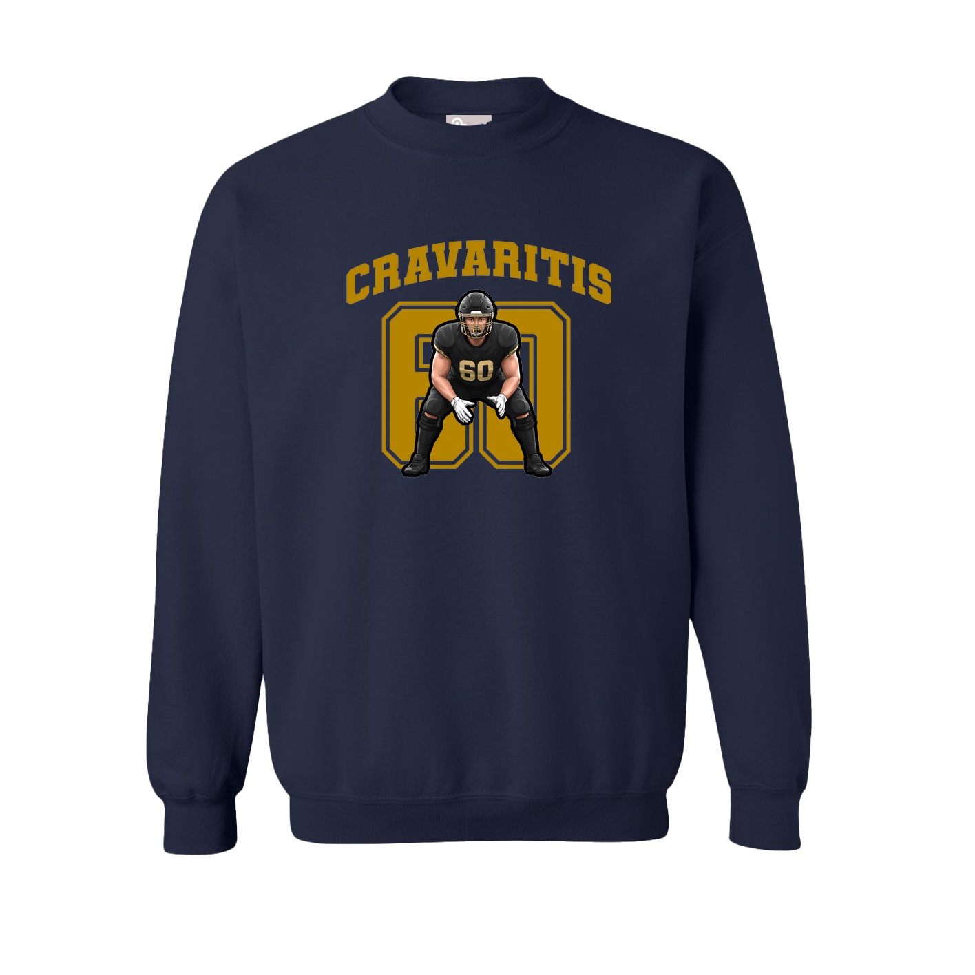 Fleece Crew — Number in Navy