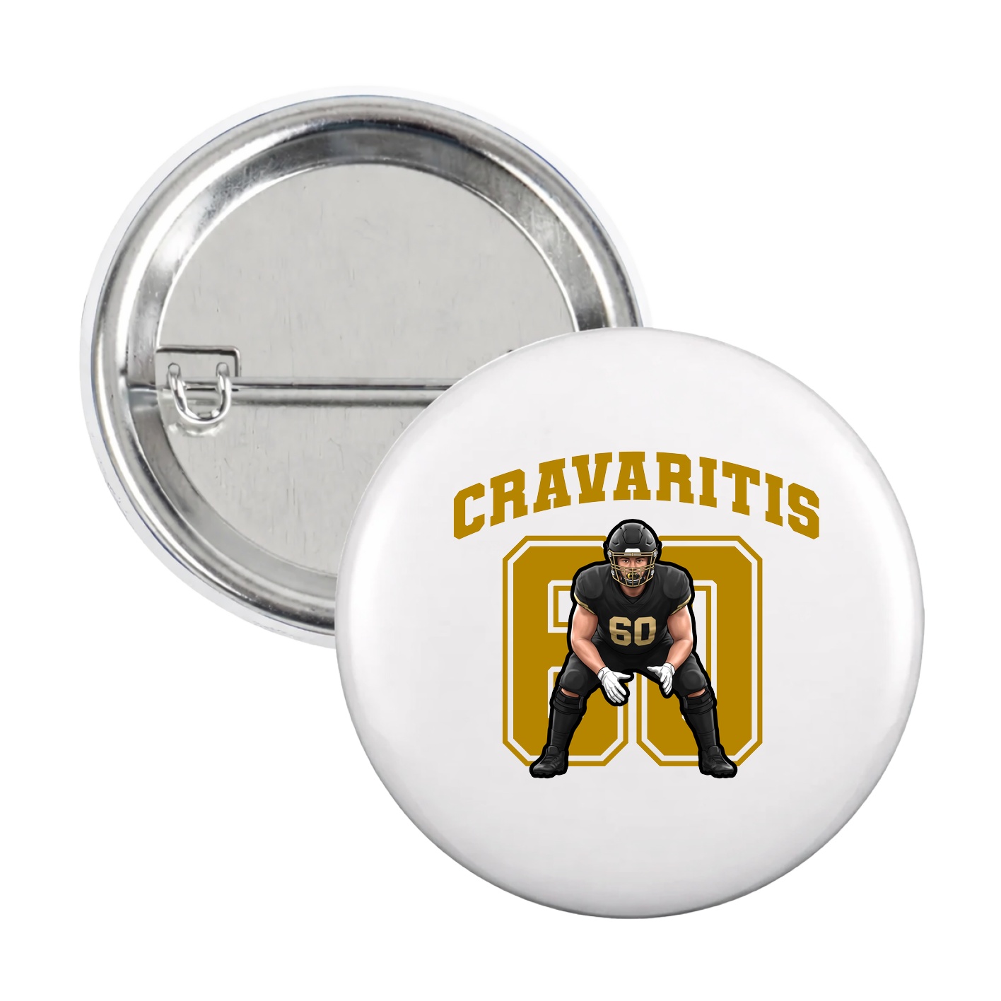 Game Day Button — Number in White