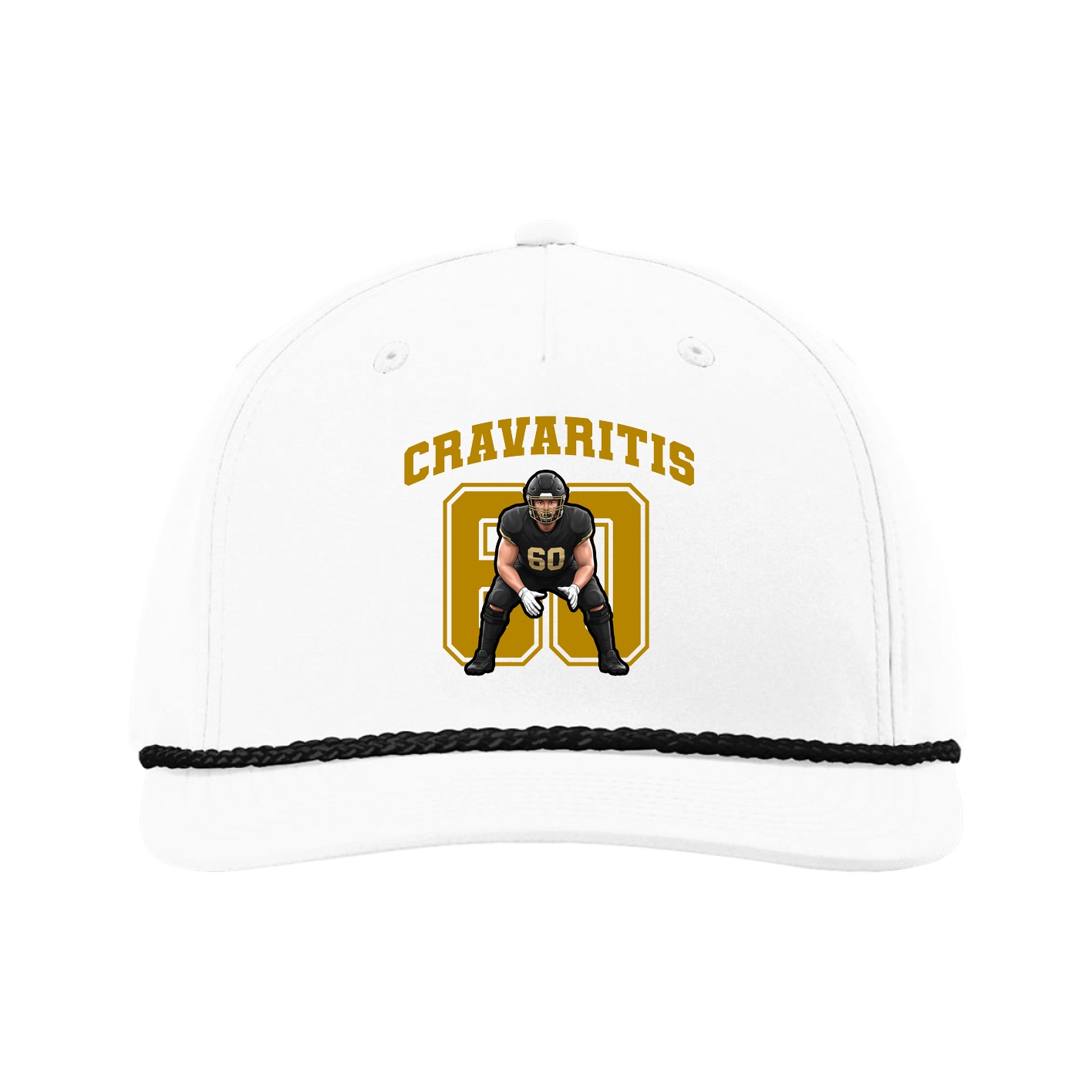 Five-Panel Classic Rope Cap — Number in White