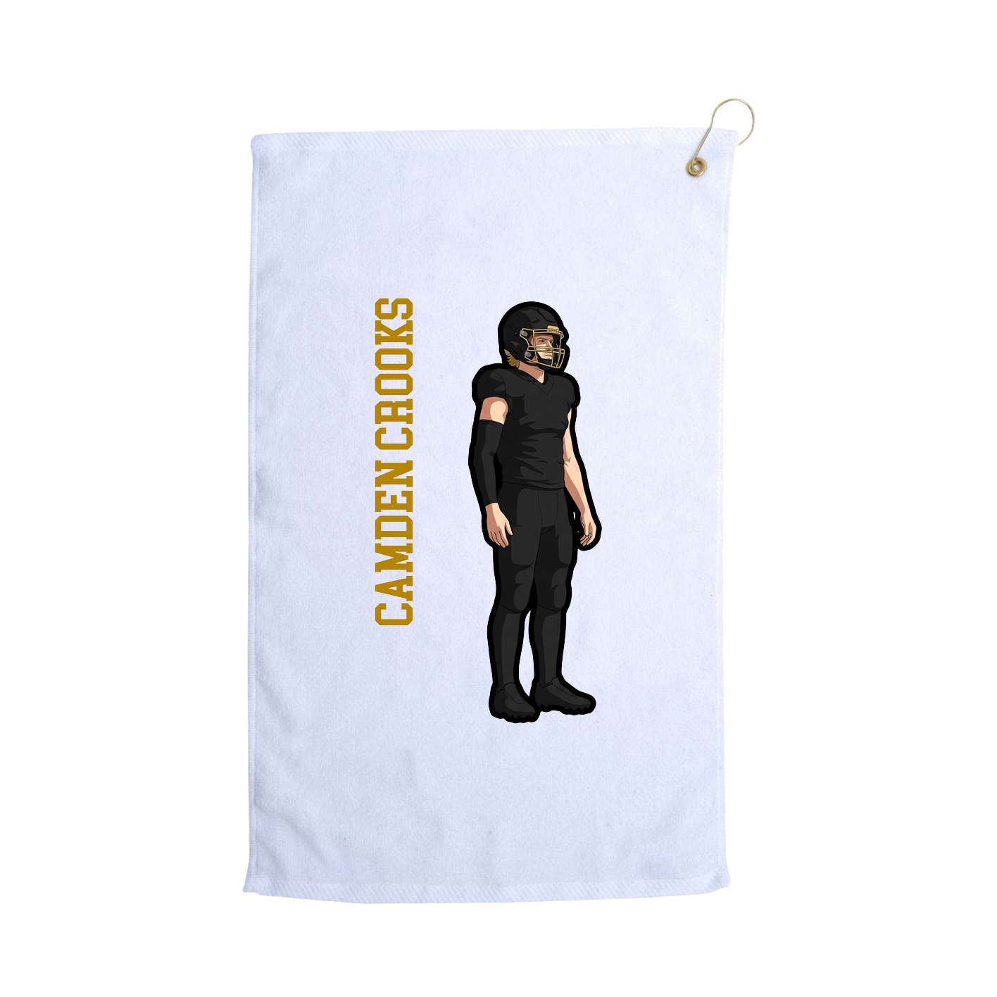 Golf Towel — Name Vertical in White