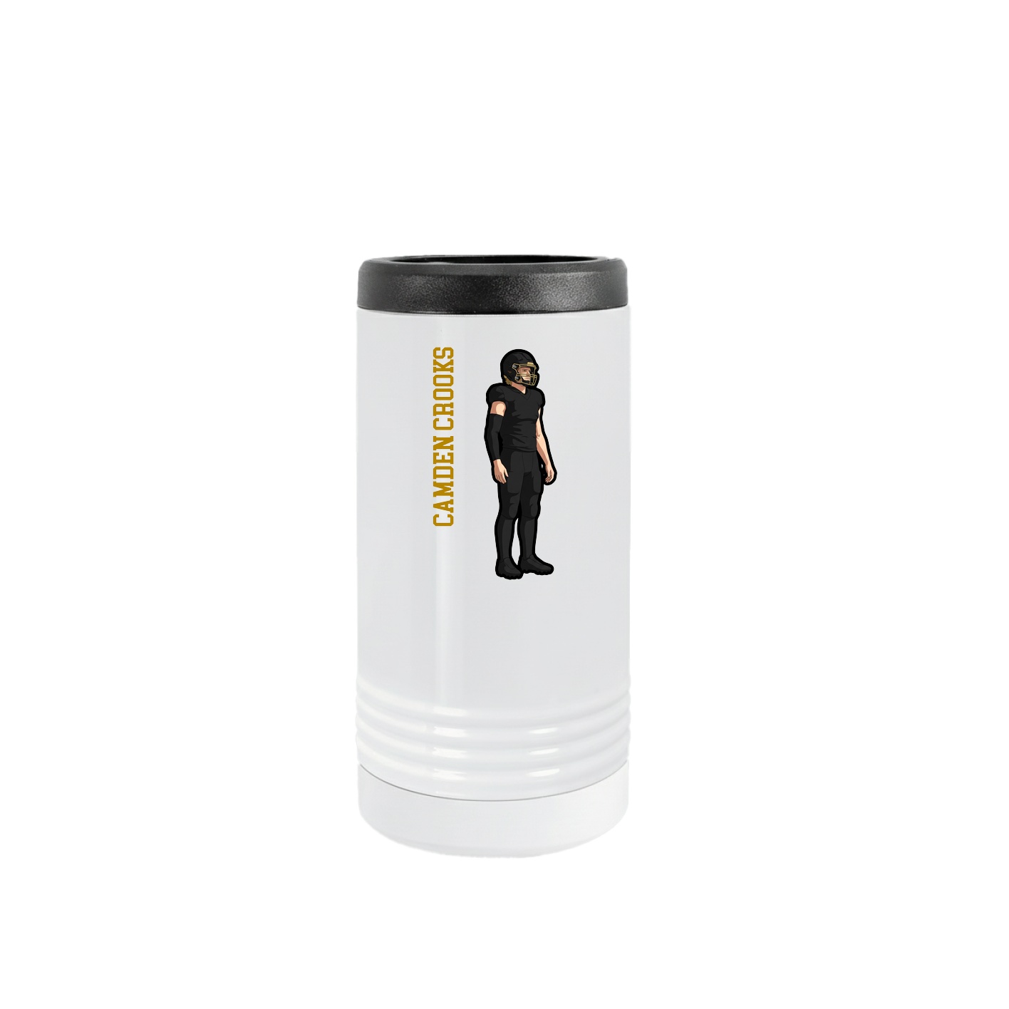 Slim Beverage Holder — Name Vertical in White