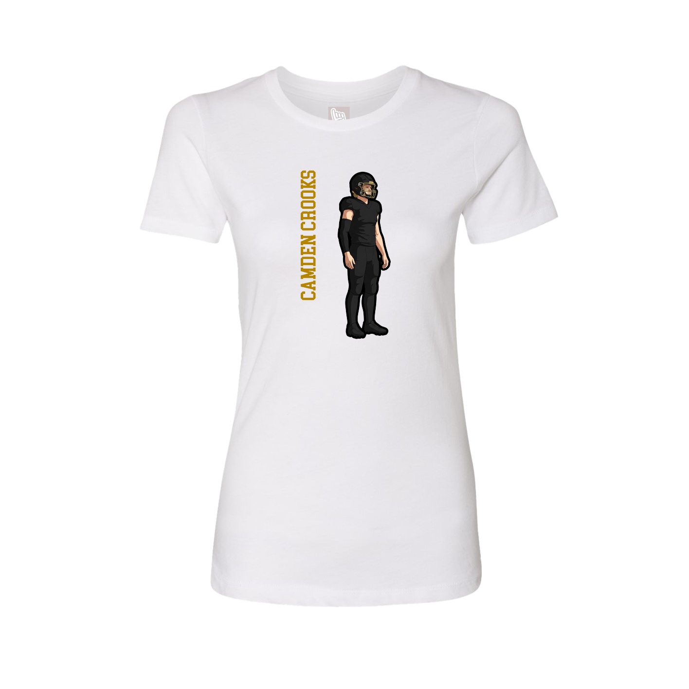 Fitted Women's Tee — Name Vertical in White