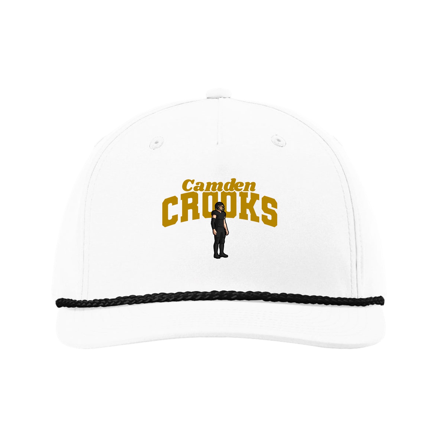 Five-Panel Classic Rope Cap — Signature Arch in White