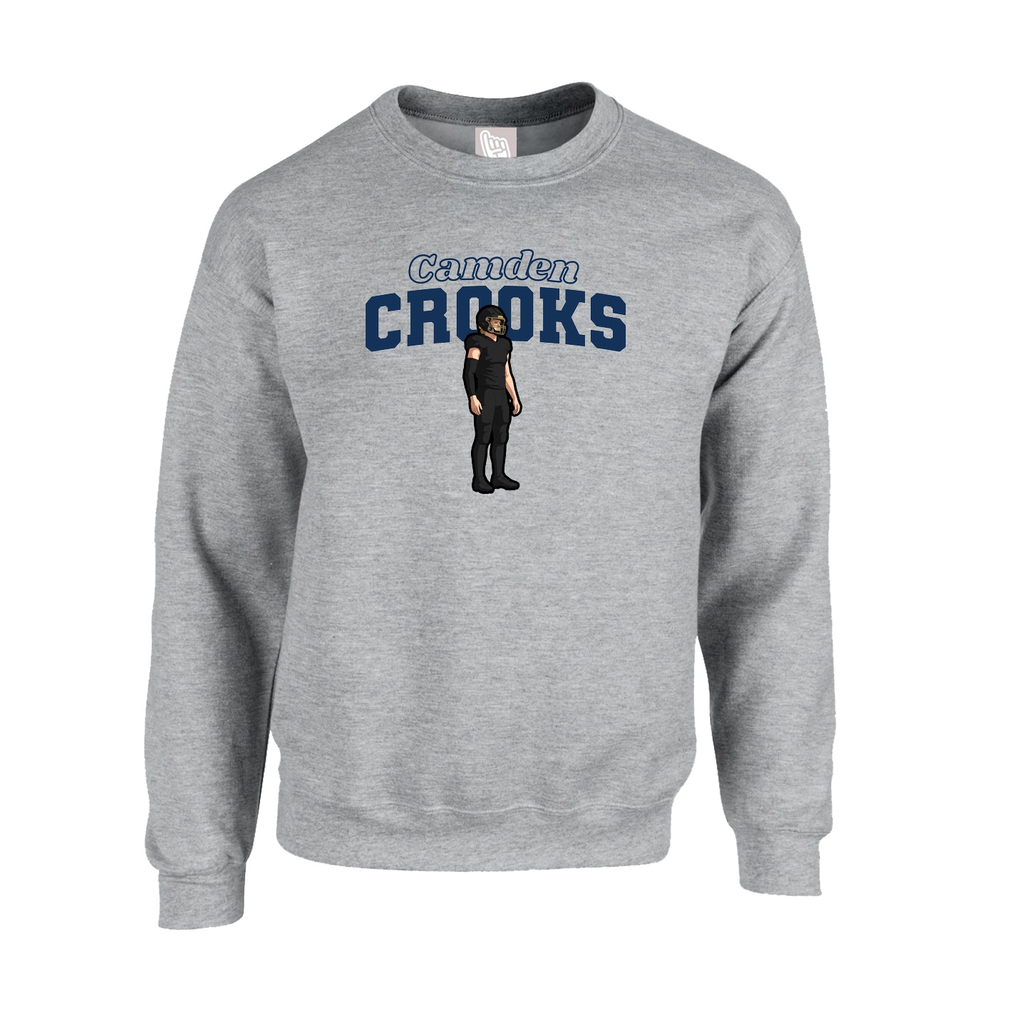 Fleece Crew — Name Arch in Grey