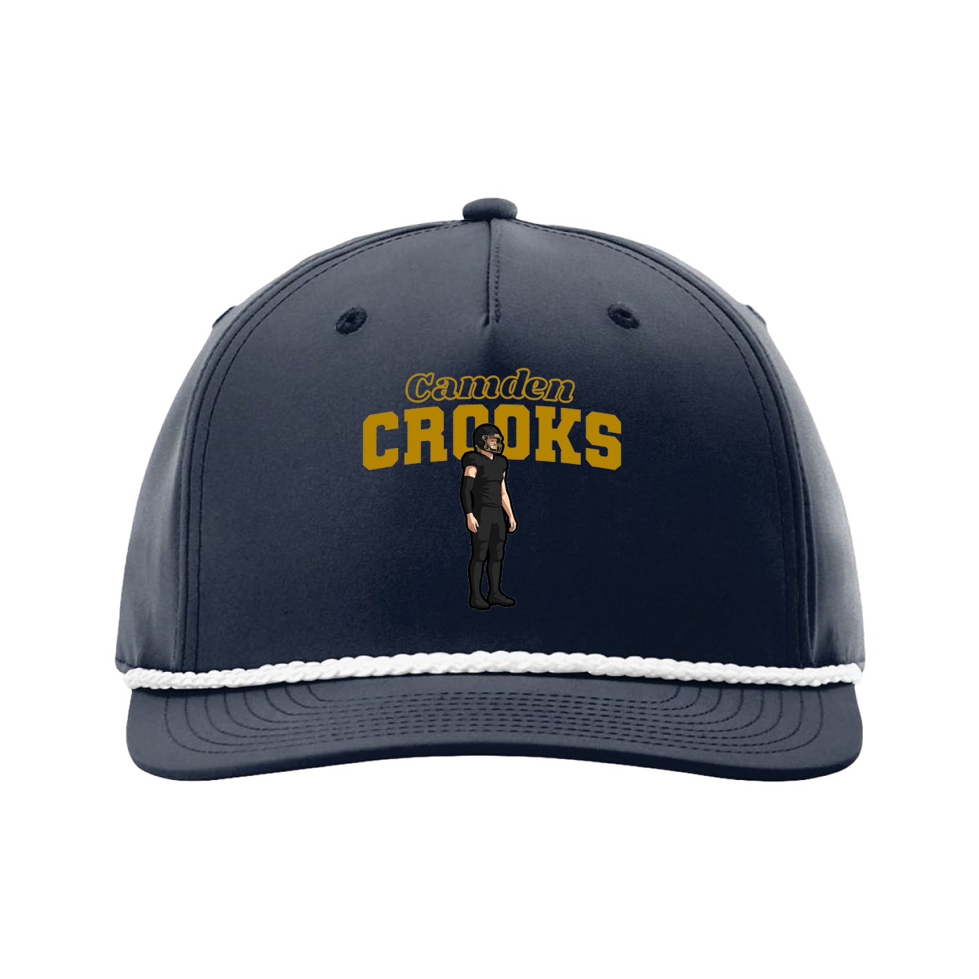 Five-Panel Classic Rope Cap — Name Arch in Navy