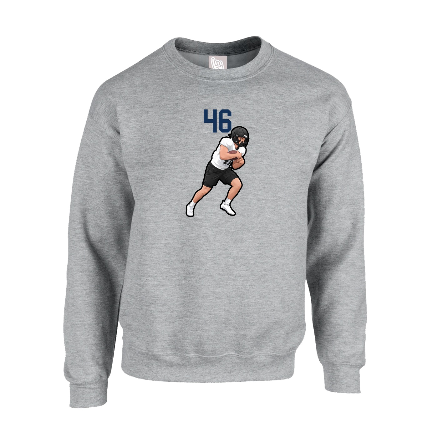 Fleece Crew — Number Top in Grey