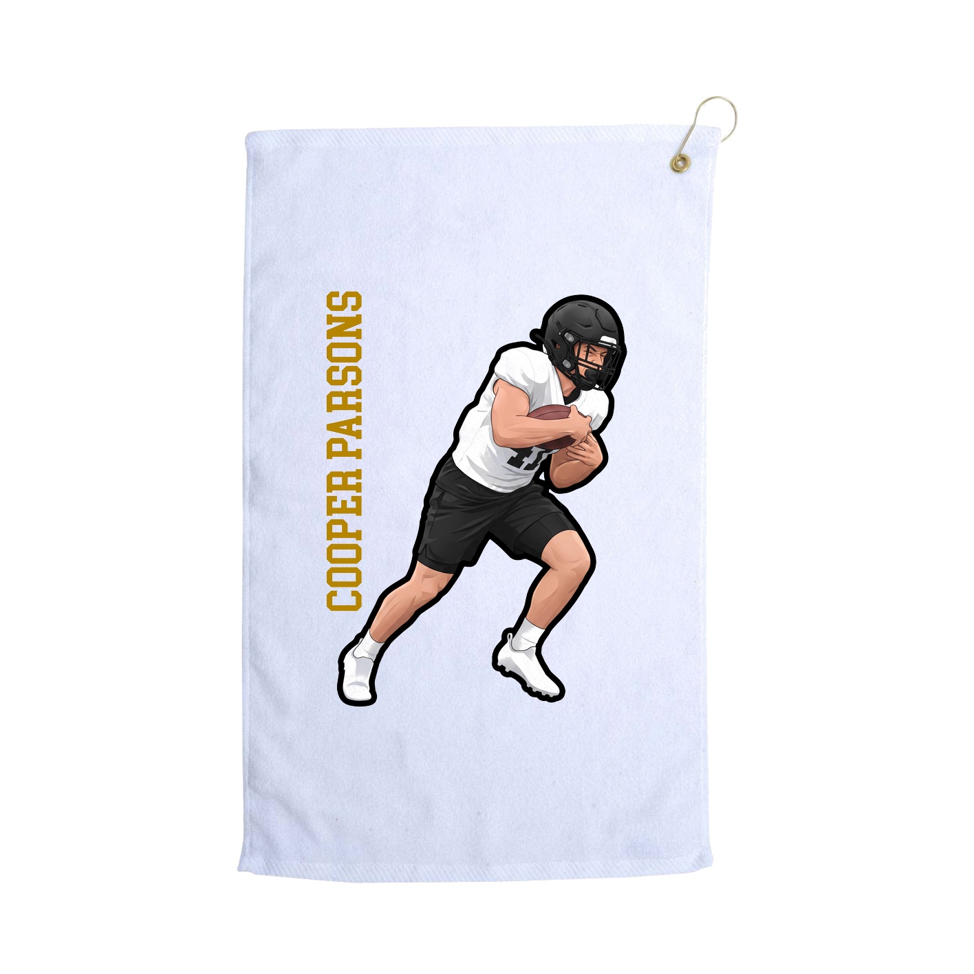 Golf Towel — Name Vertical in White