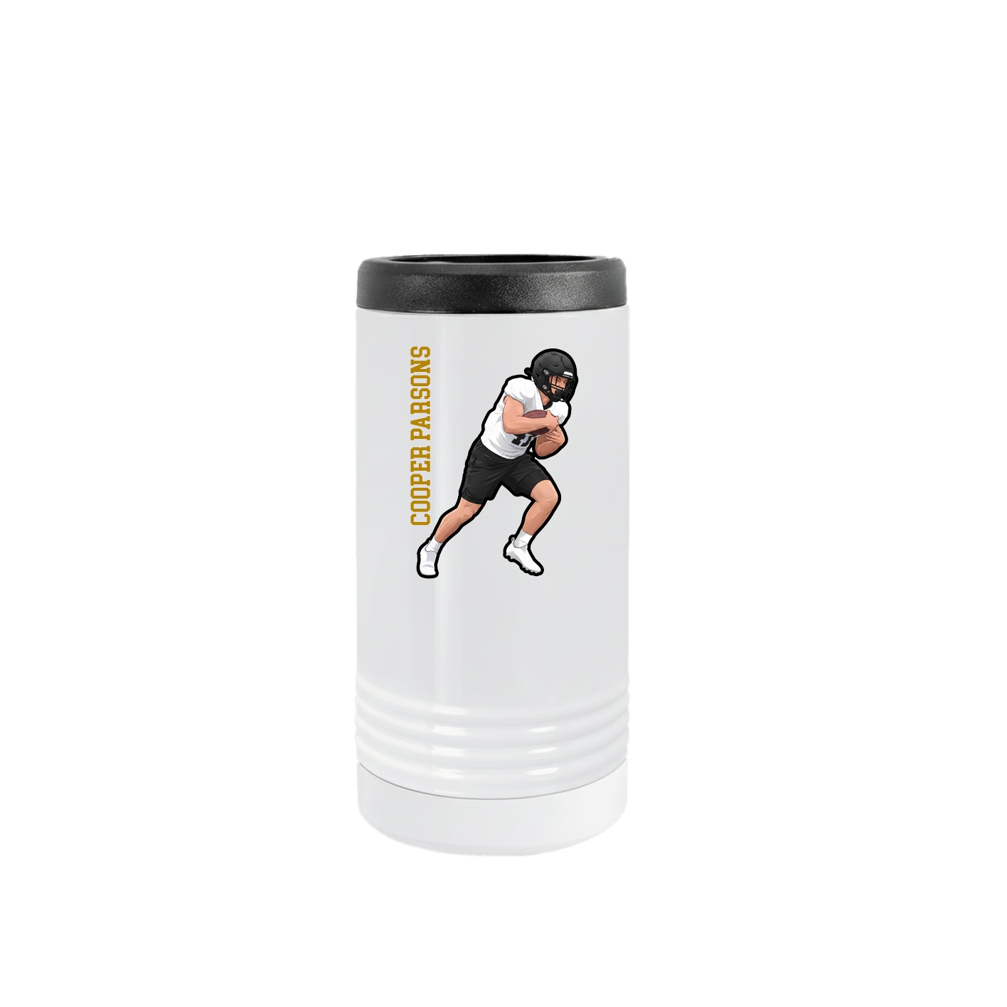 Slim Beverage Holder — Name Vertical in White