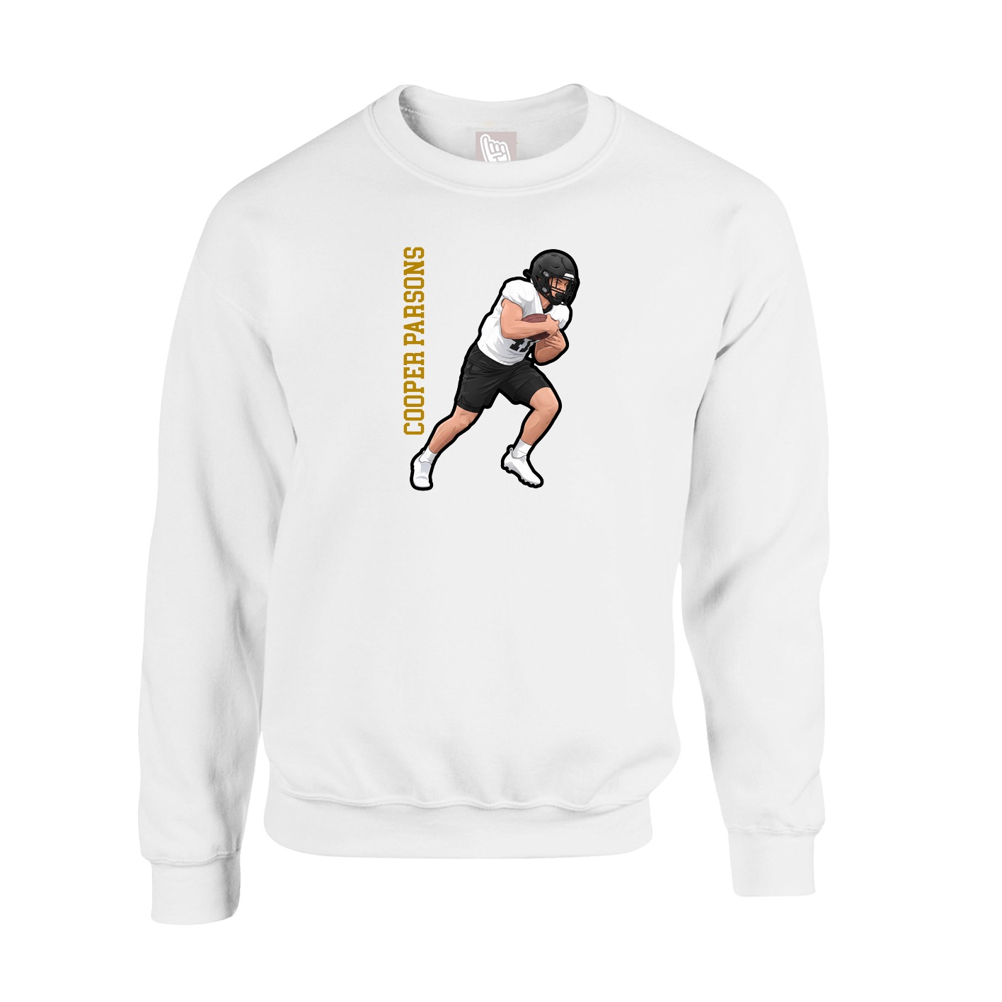Fleece Crew — Name Vertical in White