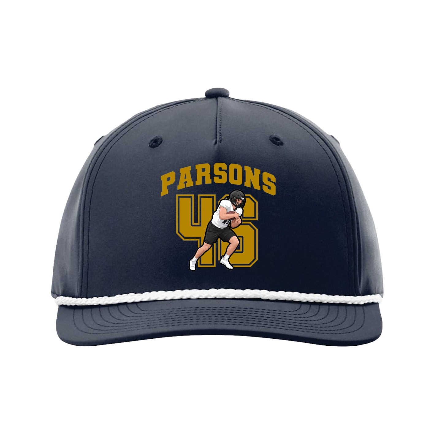 Five-Panel Classic Rope Cap — Number in Navy