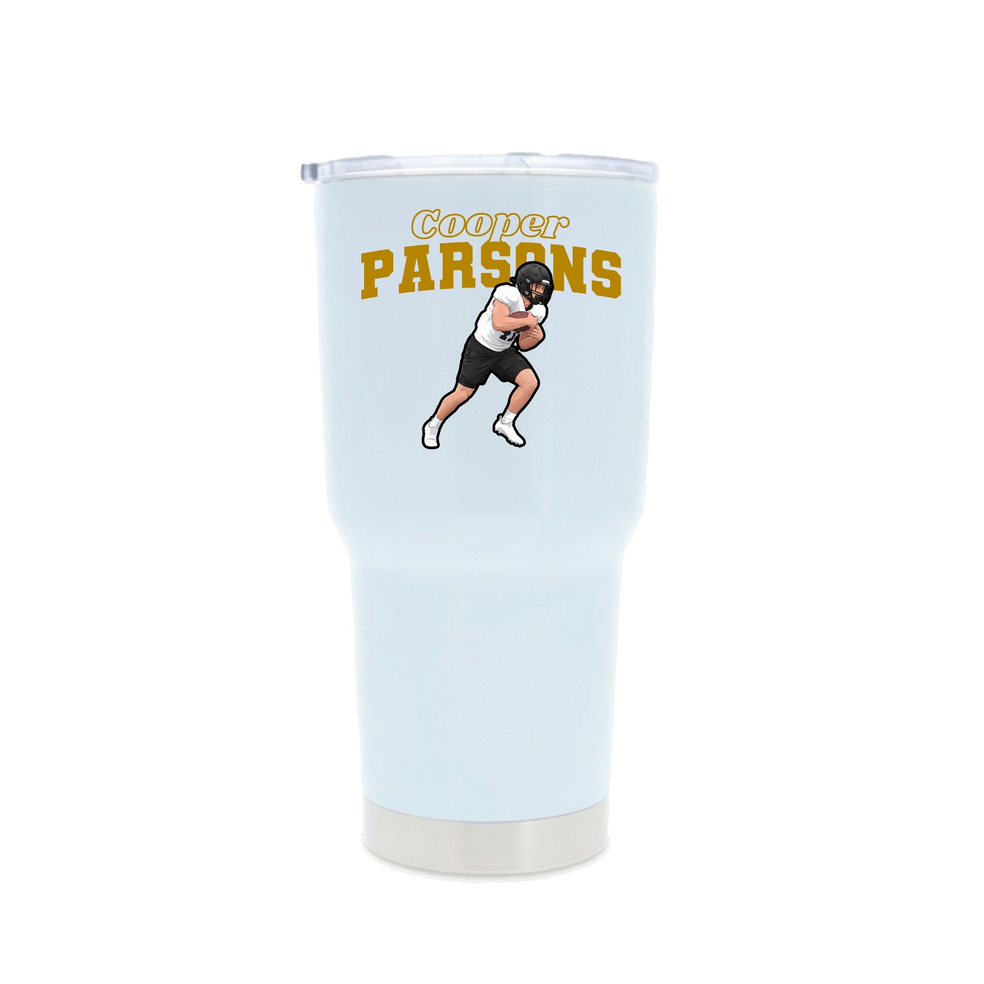 30oz Stainless Steel Tumbler — Name Arch in White