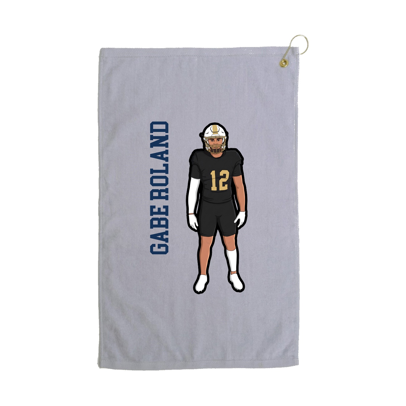 Golf Towel — Name Vertical in Grey