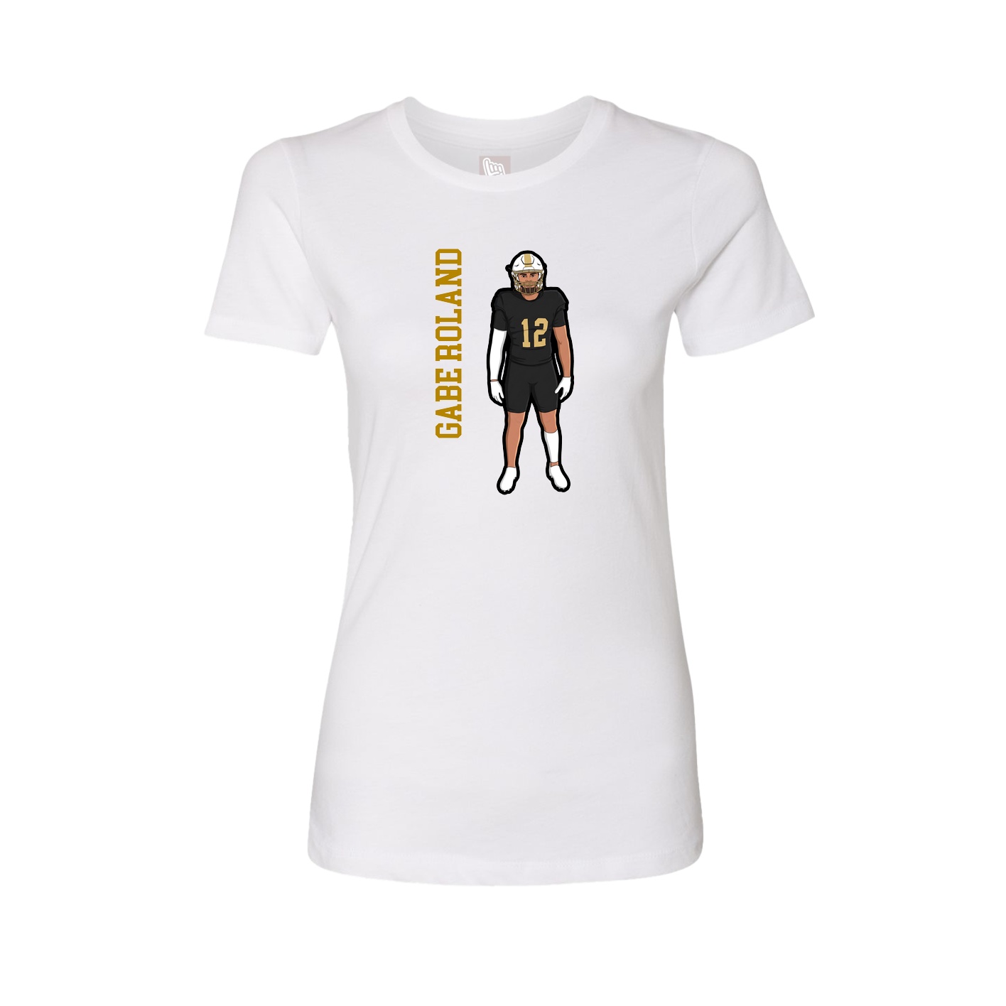 Fitted Women's Tee — Name Vertical in White