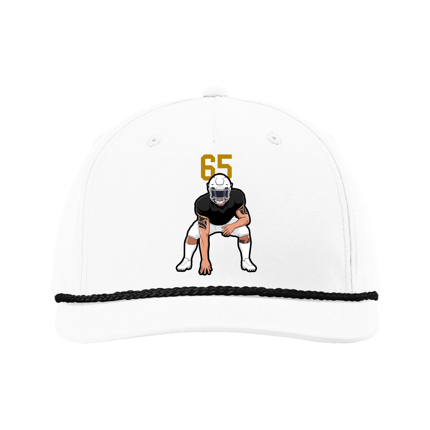 Five-Panel Classic Rope Cap — Number Top in White