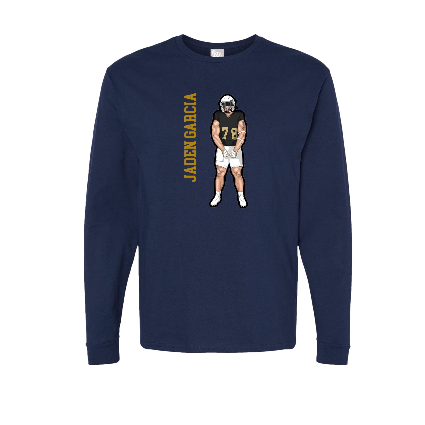 Long Sleeve Tee — Name Vertical in Navy