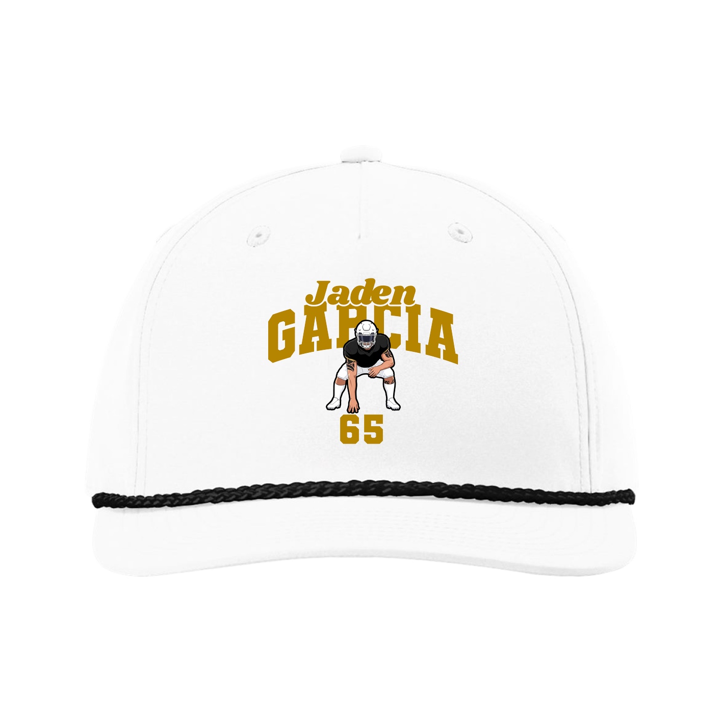Five-Panel Classic Rope Cap — Signature Arch in White