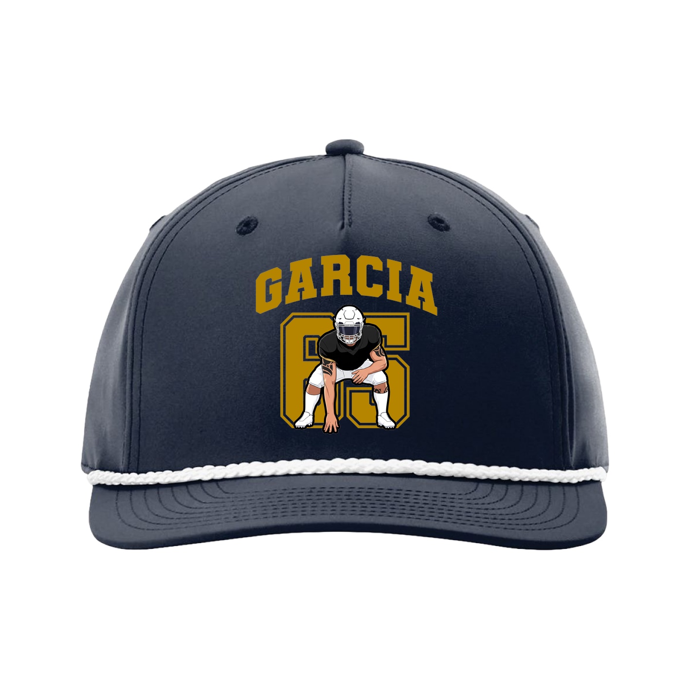 Five-Panel Classic Rope Cap — Number in Navy