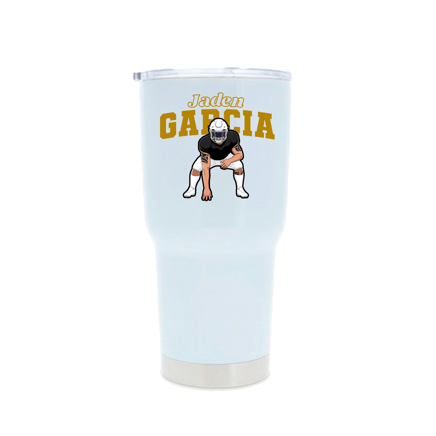 30oz Stainless Steel Tumbler — Name Arch in White