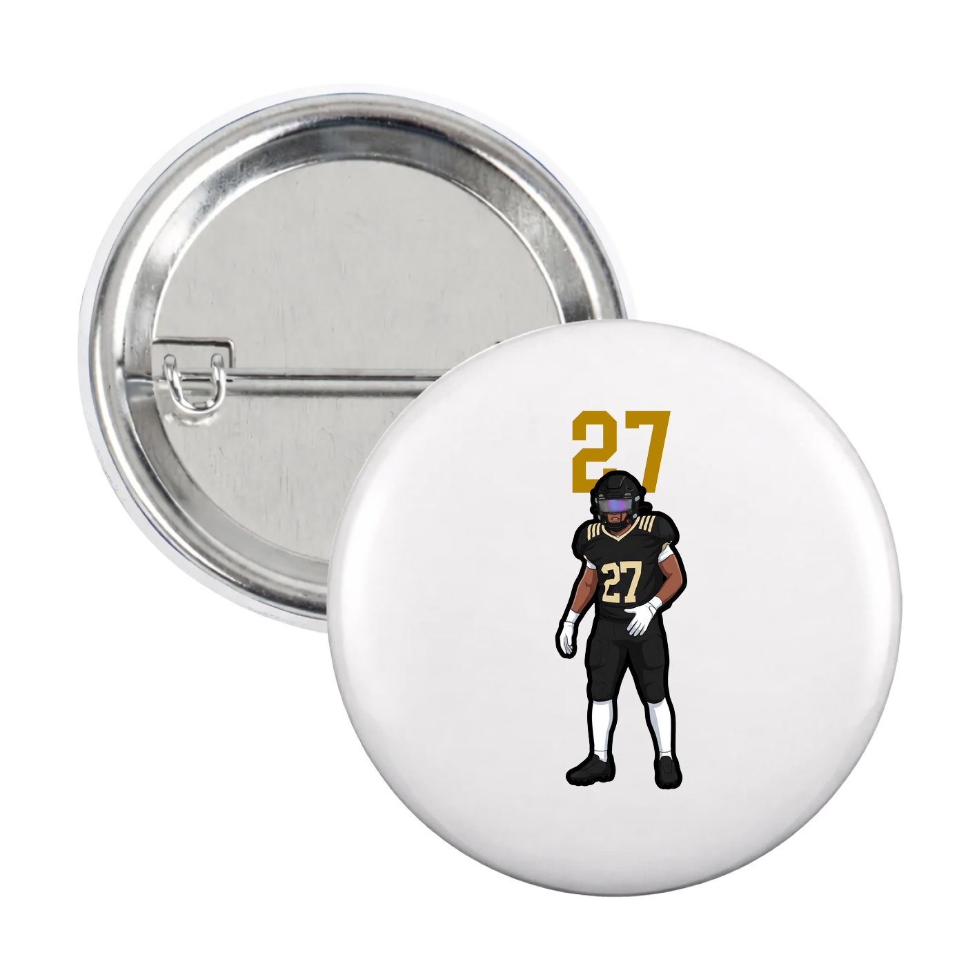 Game Day Button — Number Top in White