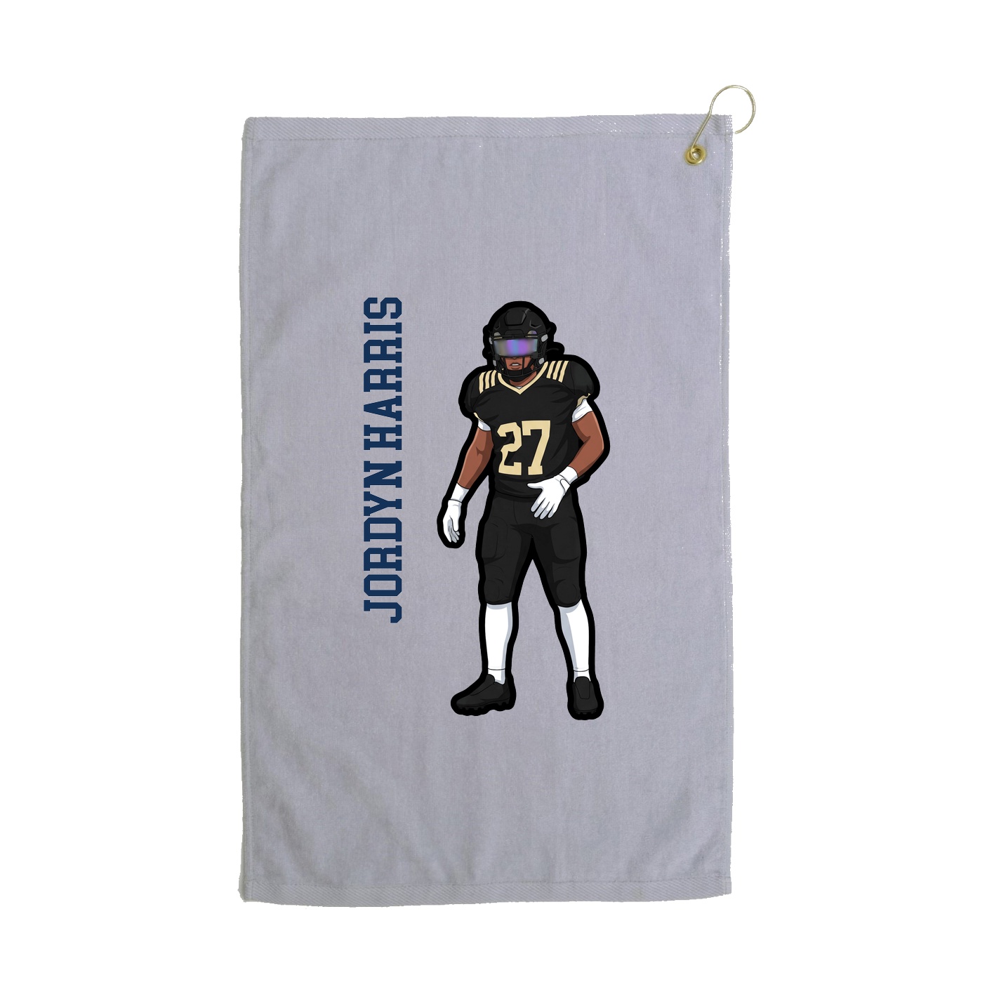 Golf Towel — Name Vertical in Grey