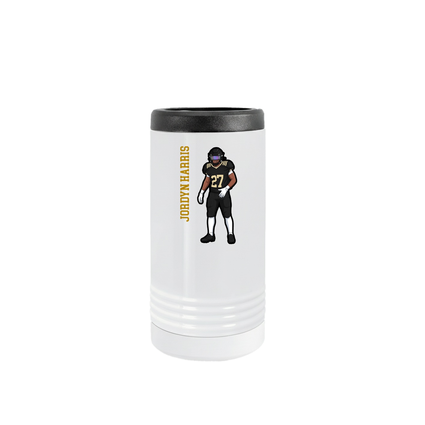 Slim Beverage Holder — Name Vertical in White