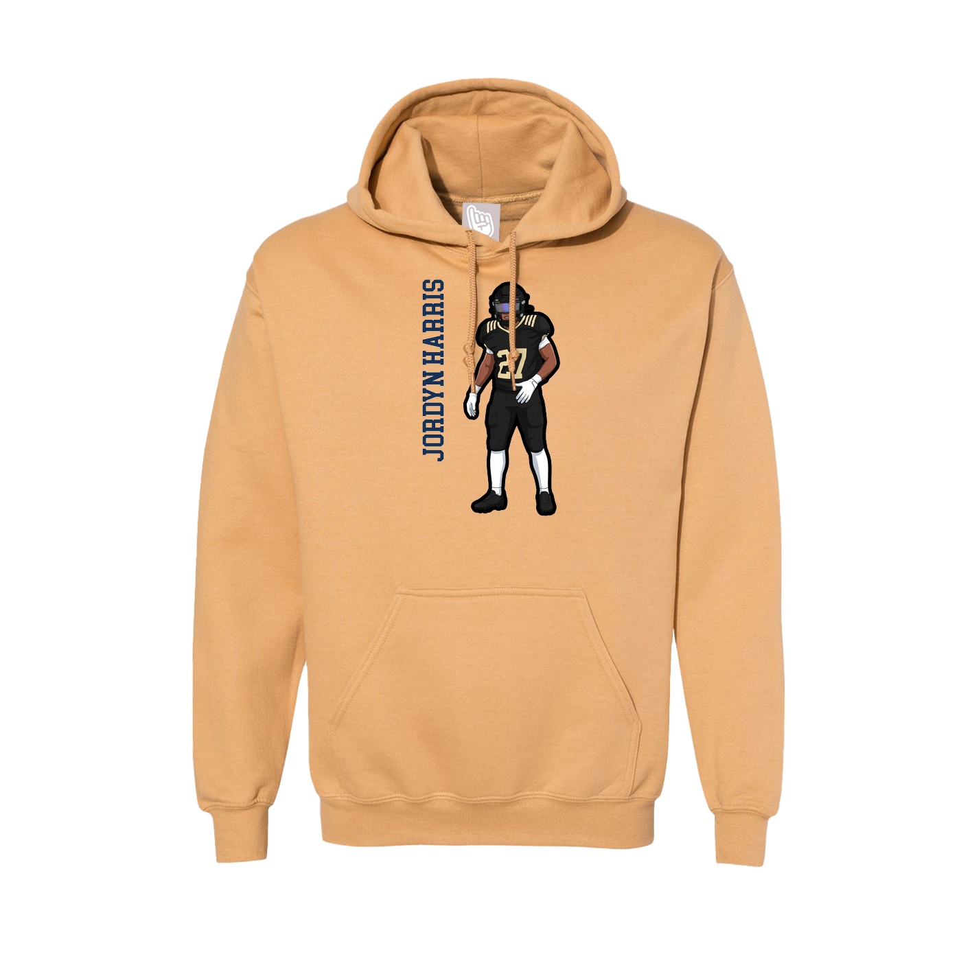 Hoodie — Name Vertical in Vegas Gold