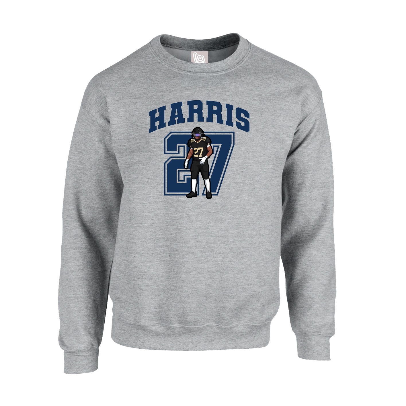 Fleece Crew — Number in Grey