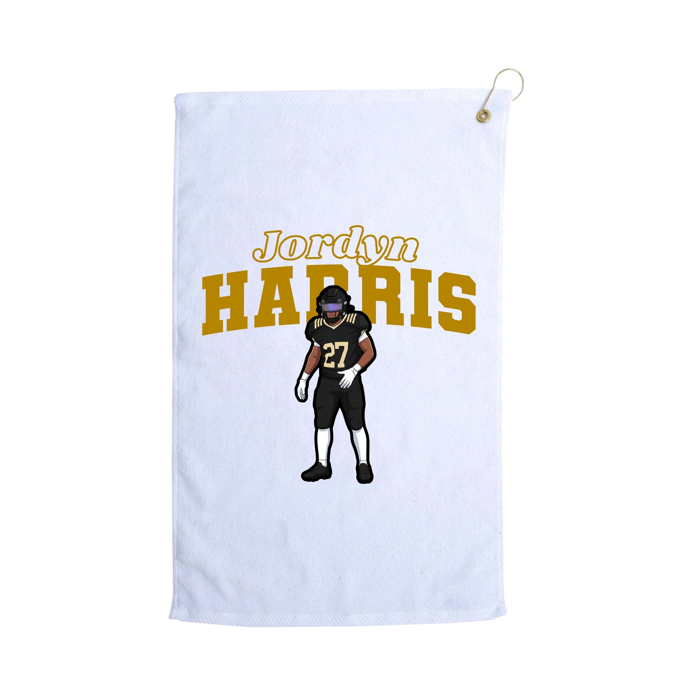 Golf Towel — Name Arch in White