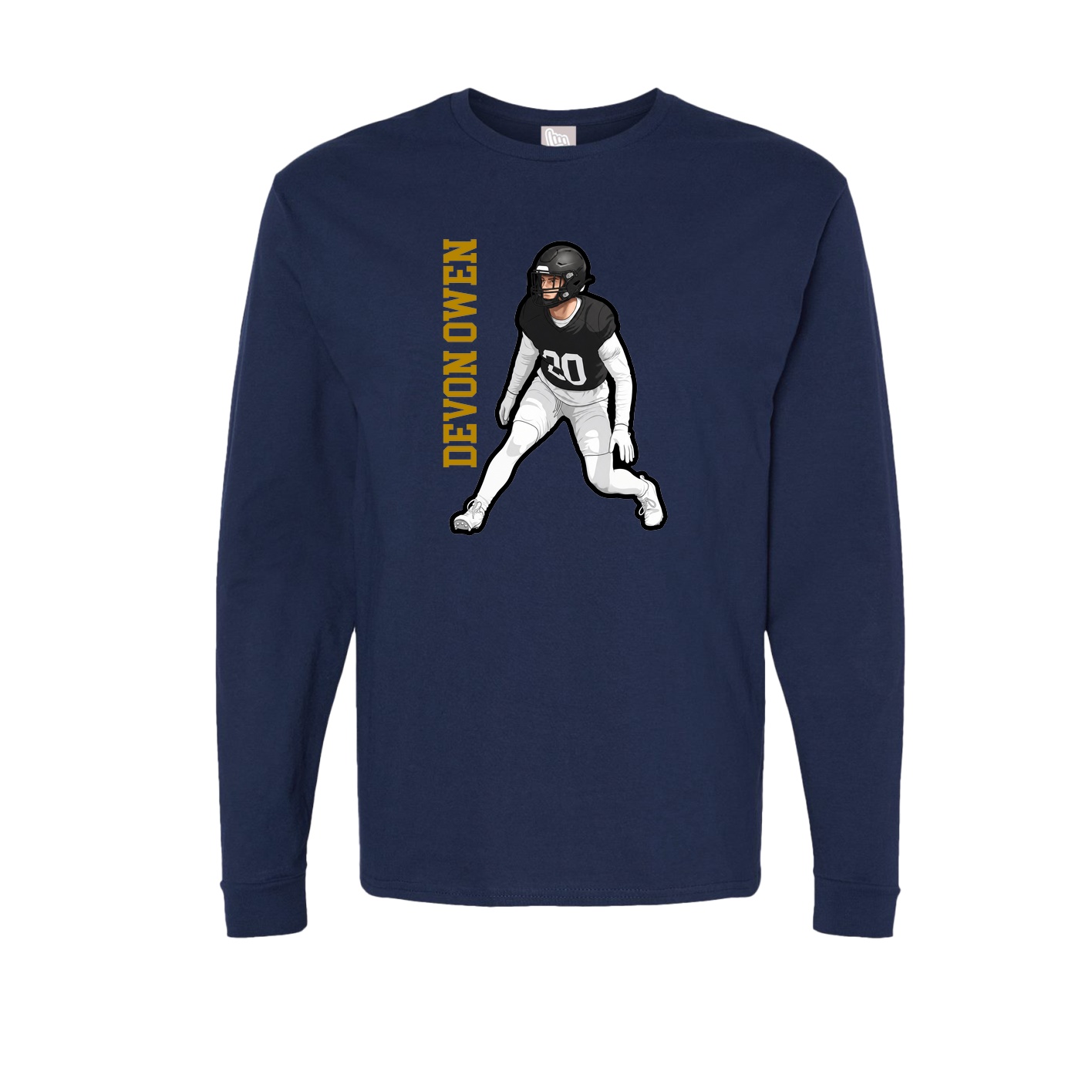 Long Sleeve Tee — Name Vertical in Navy