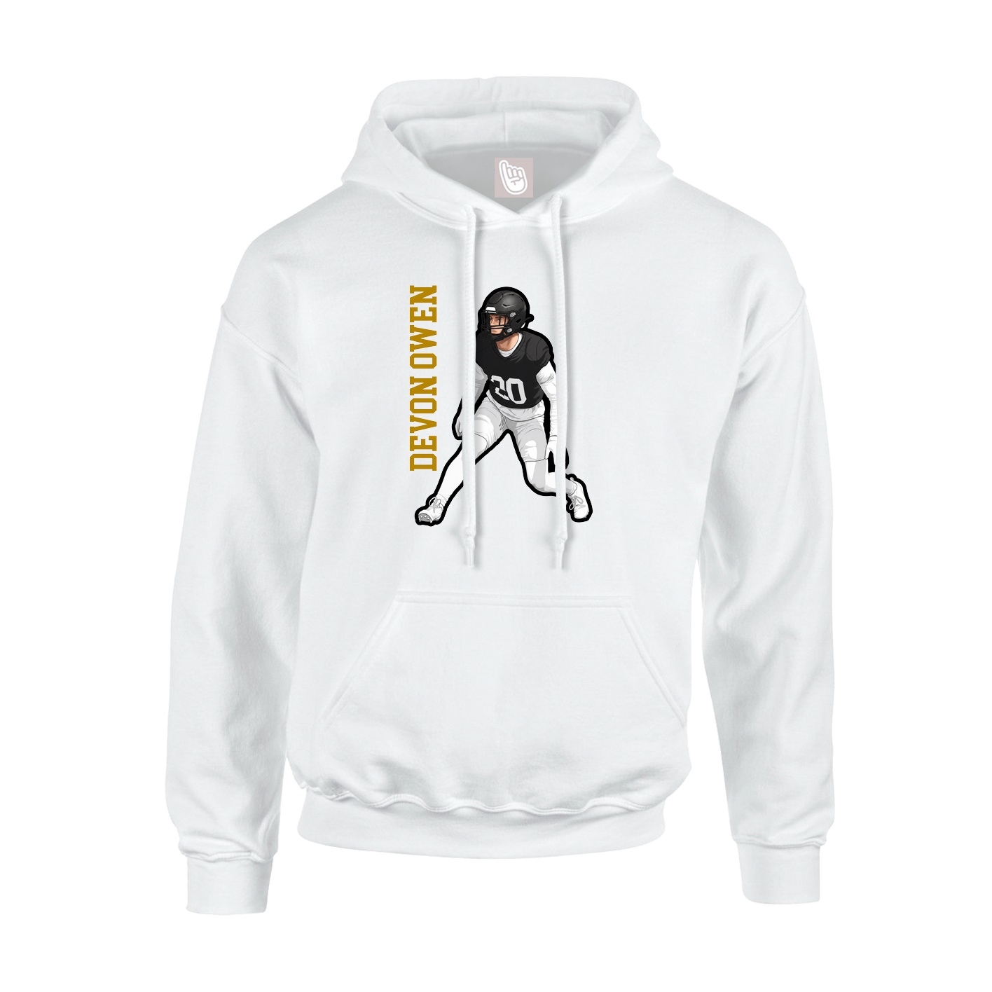 Youth Hoodie — Name Vertical in White