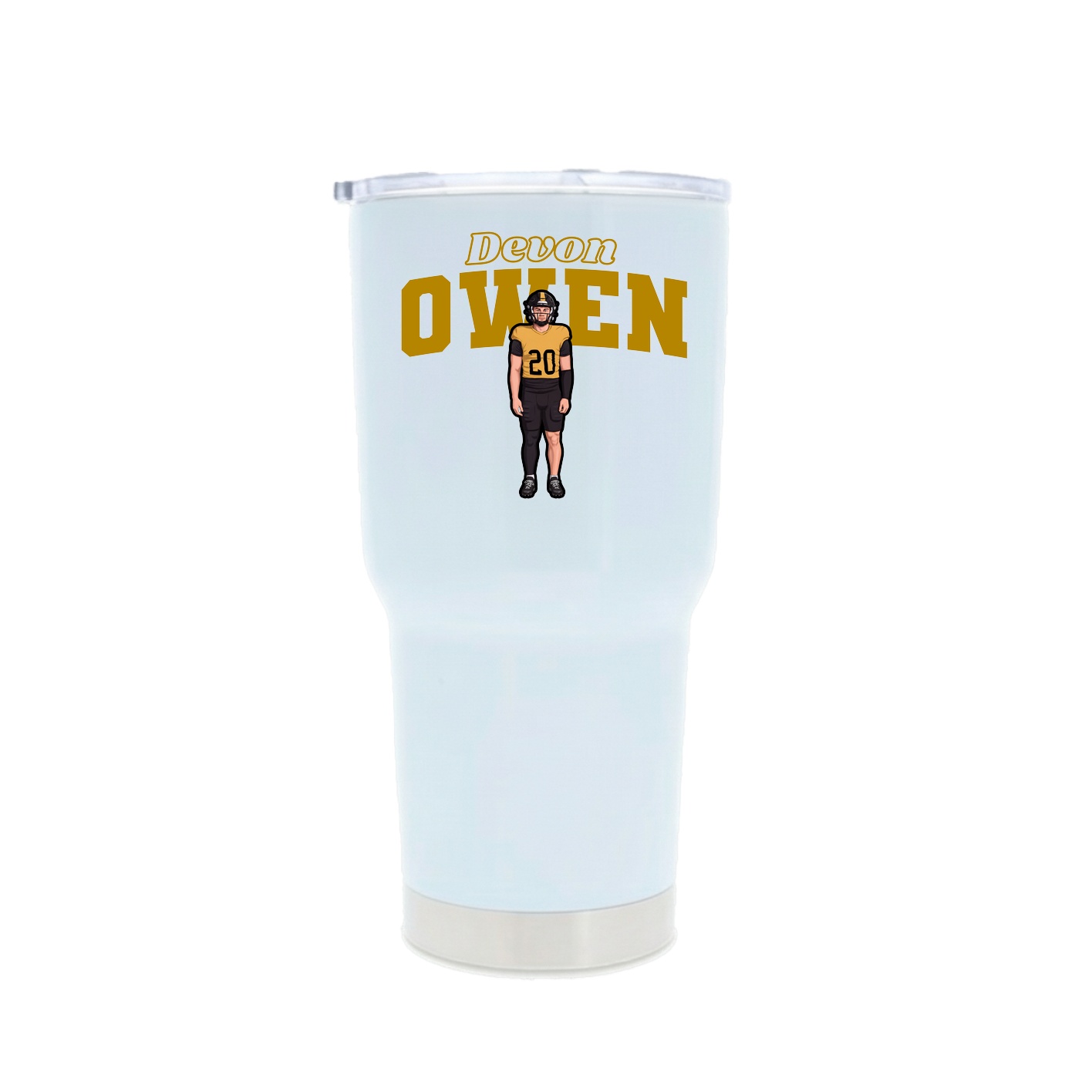 30oz Stainless Steel Tumbler — Name Arch in White