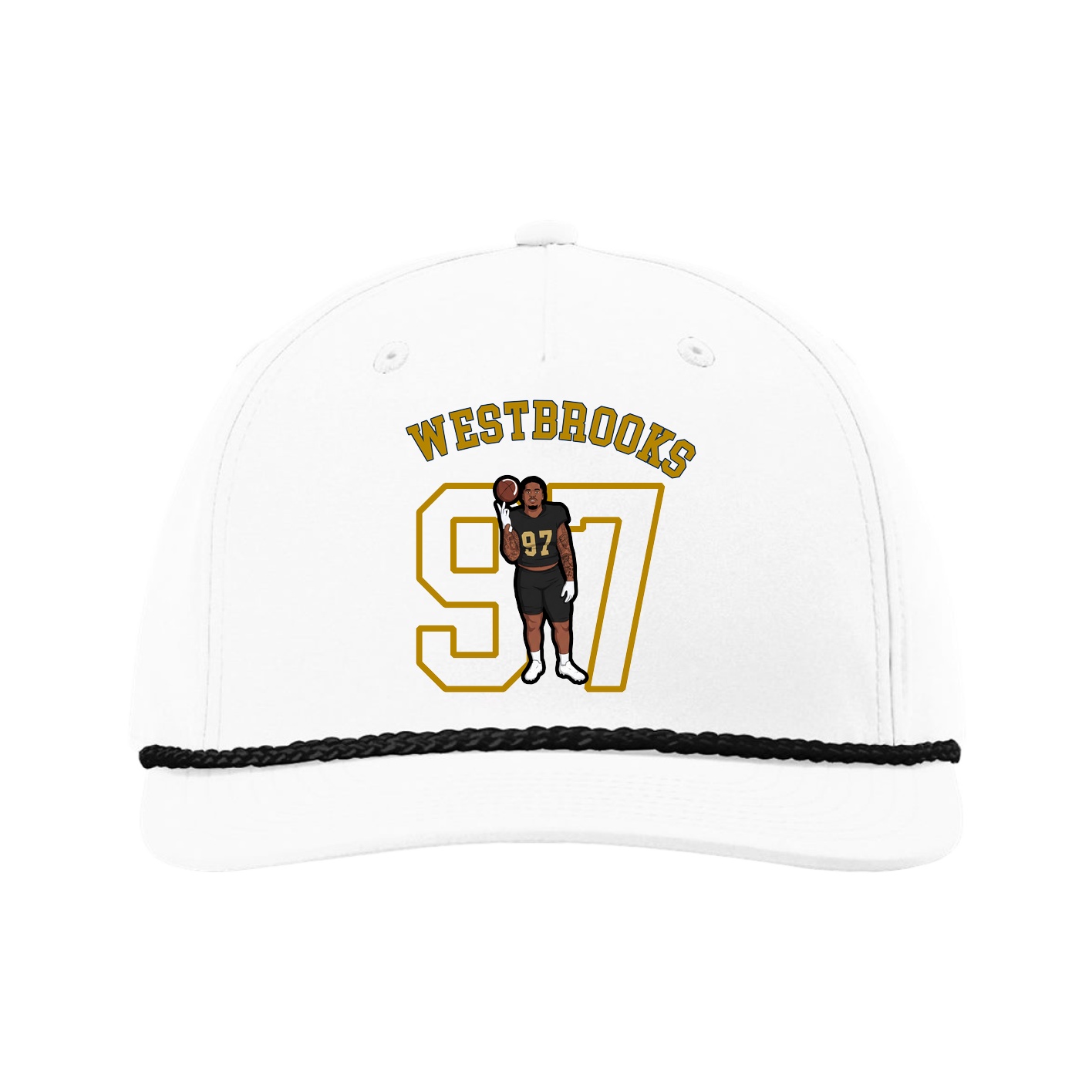 Five-Panel Classic Rope Cap — Shirsey Arch in White