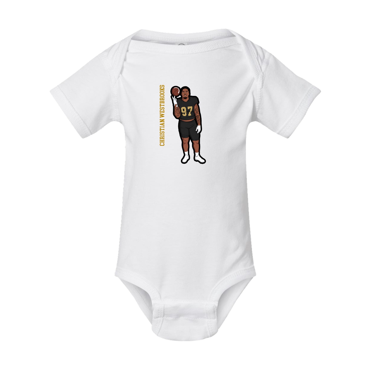 Baby Onesie — Name Vertical in White