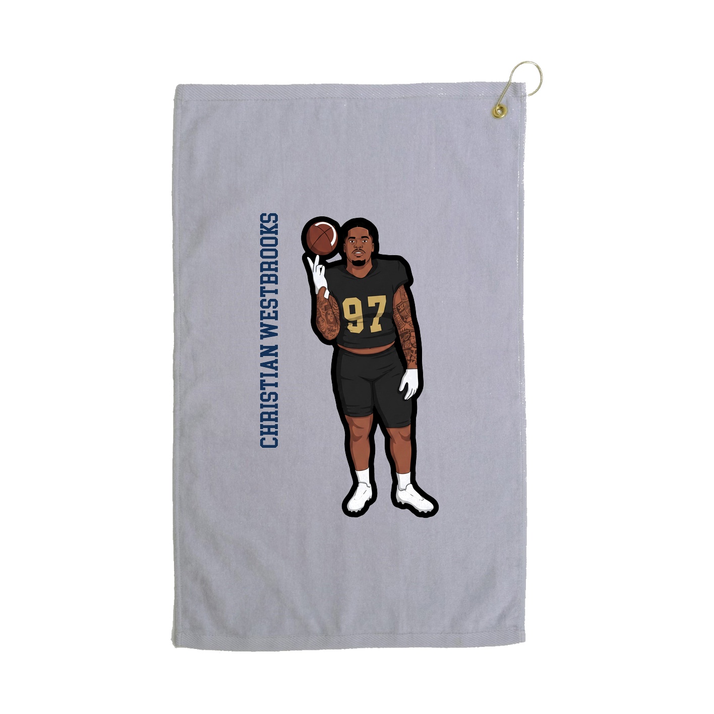 Golf Towel — Name Vertical in Grey