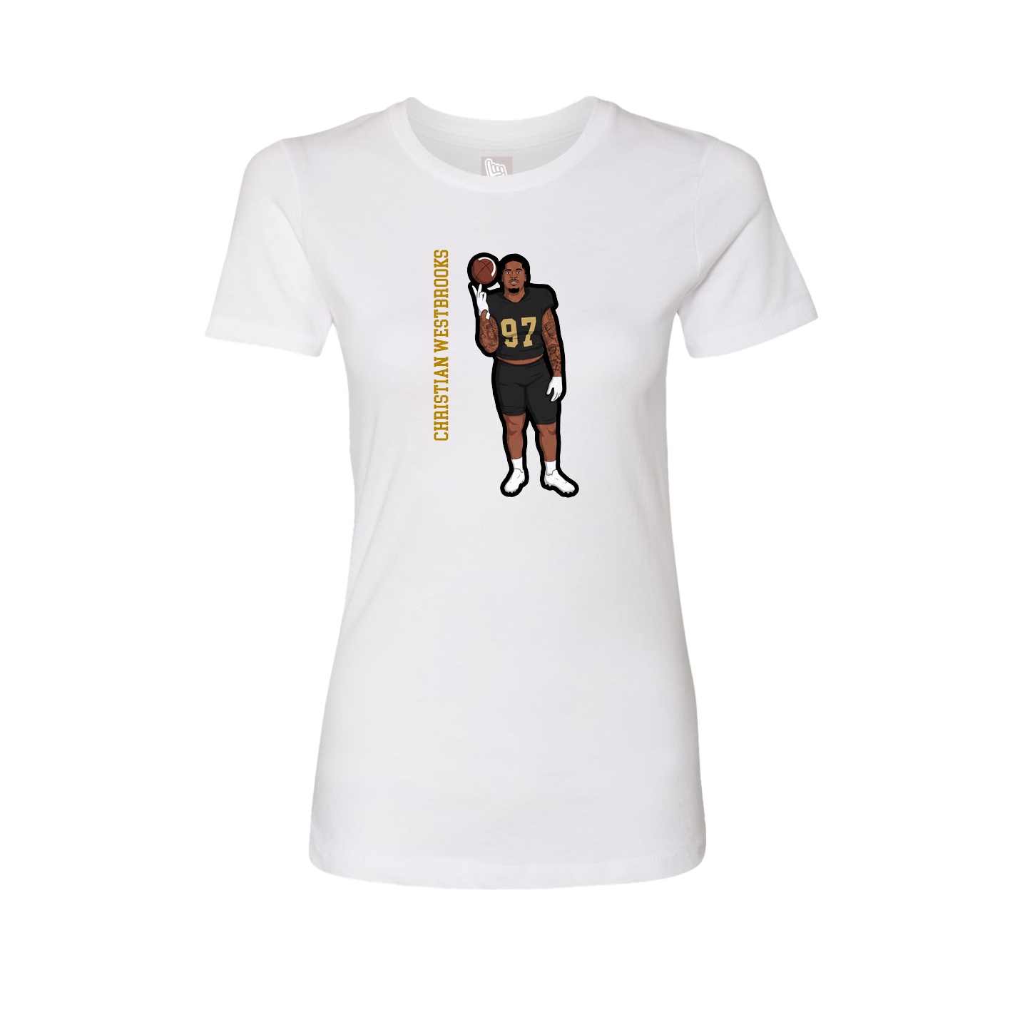Fitted Women's Tee — Name Vertical in White