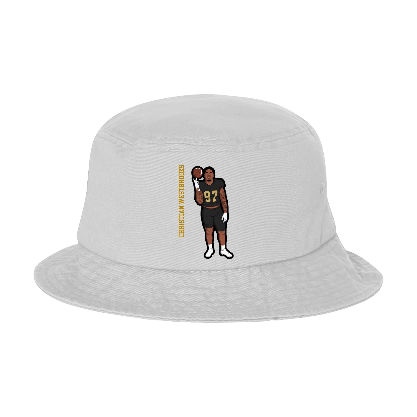 Bucket Cap — Name Vertical in White