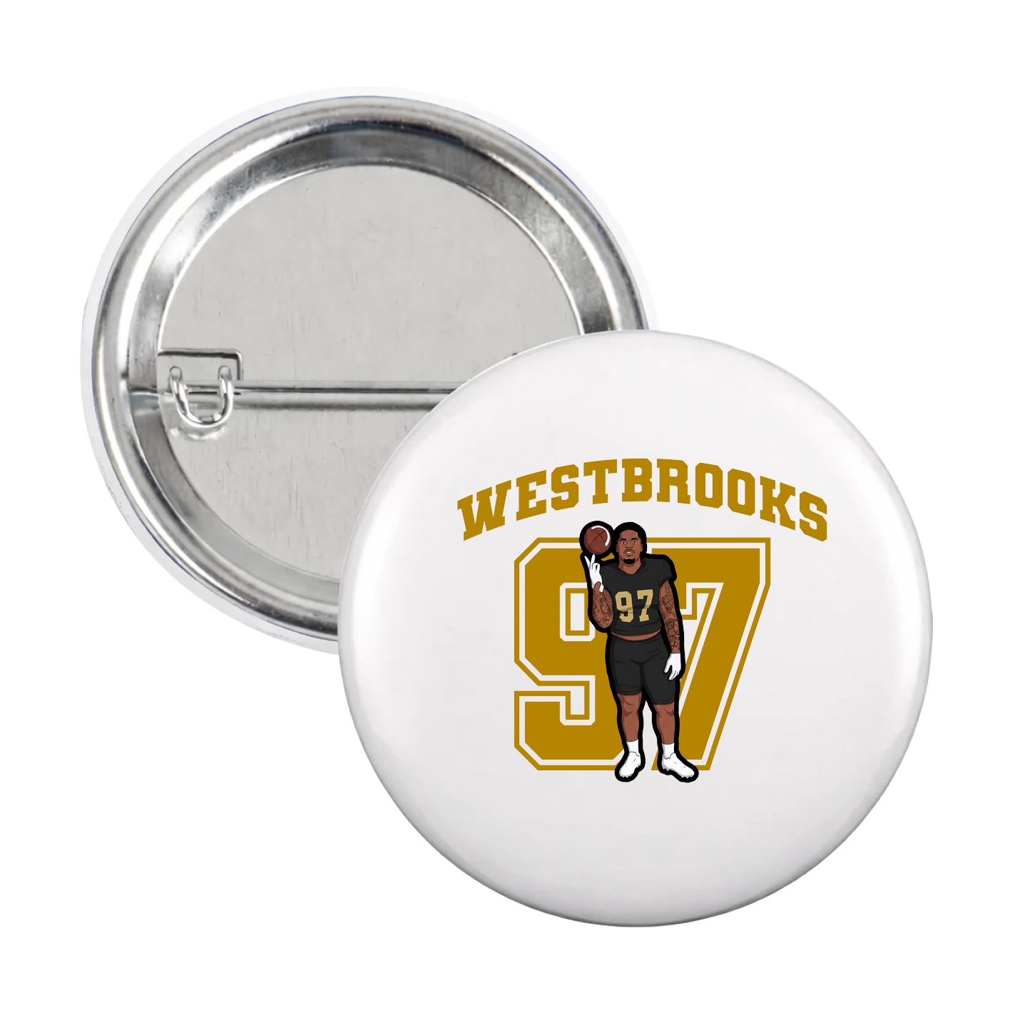 Game Day Button — Number in White