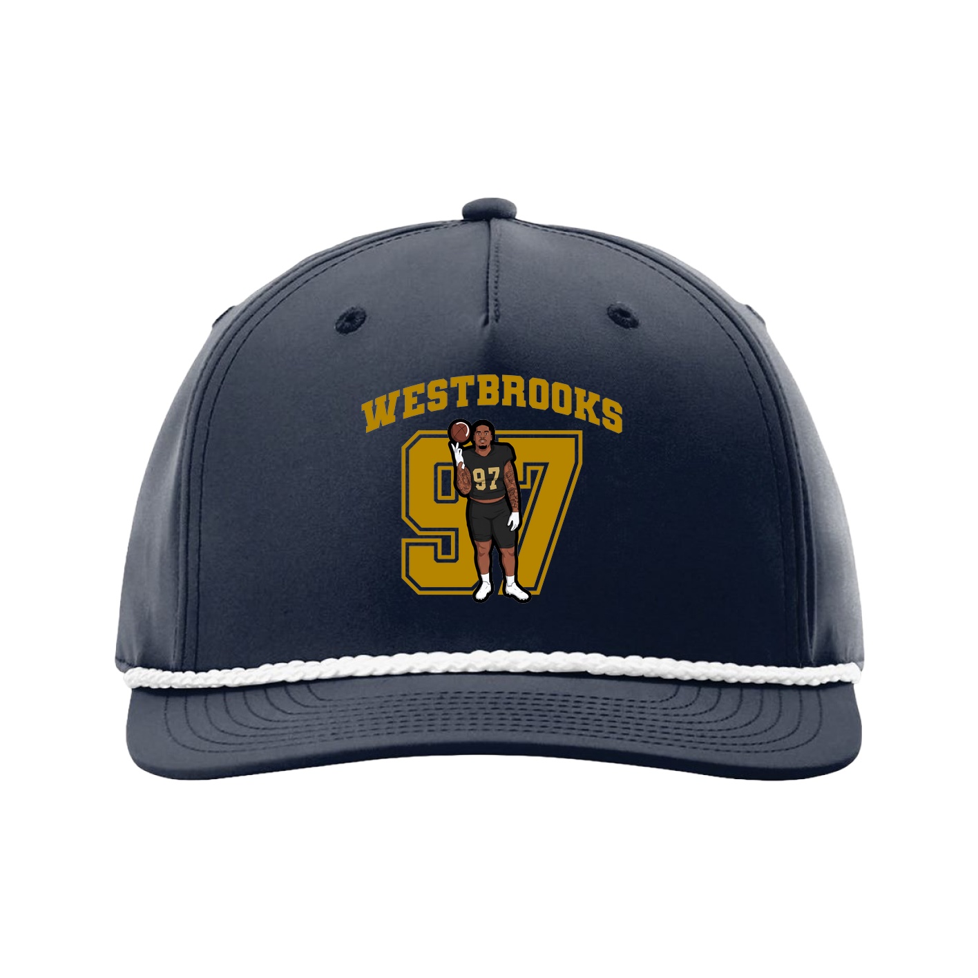 Five-Panel Classic Rope Cap — Number in Navy