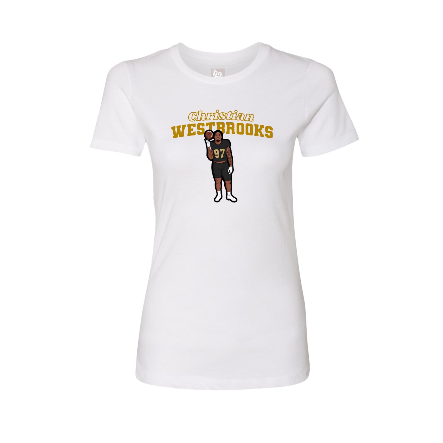 Fitted Women's Tee — Name Arch in White